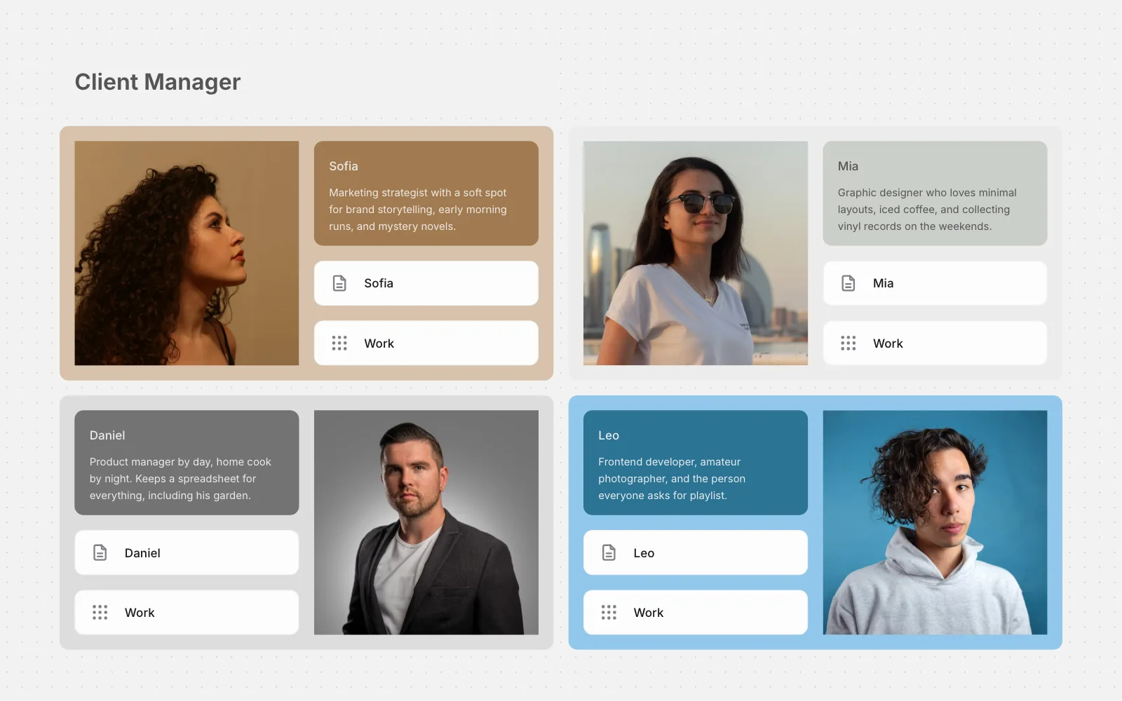 New Client template preview